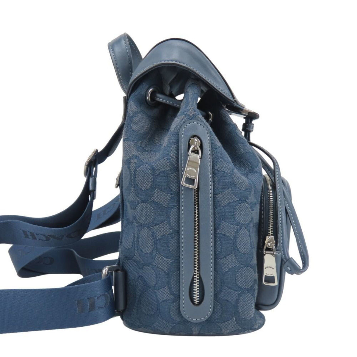Coach Navy Canvas Leather Backpack (Pre-Owned)