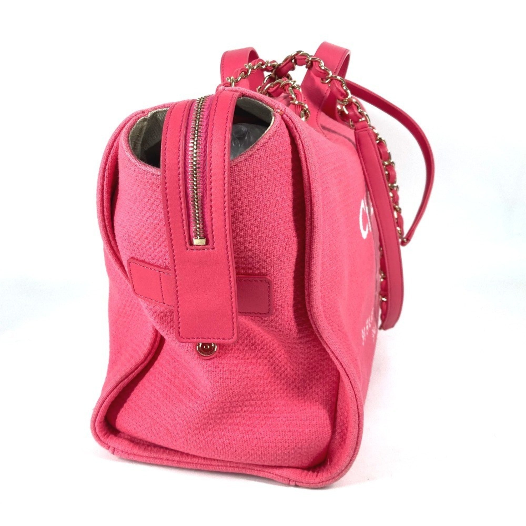 Chanel Pink Canvas Boston Bag Handbag Shoulder Bag (Pre-Owned)
