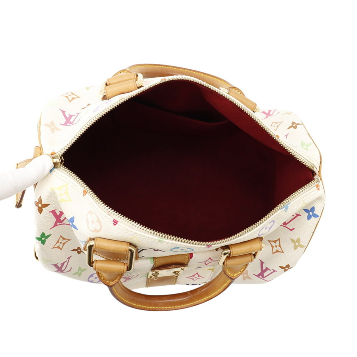 Louis Vuitton Blanc Red Color Monogram Multicolore Handbag (Pre-Owned)