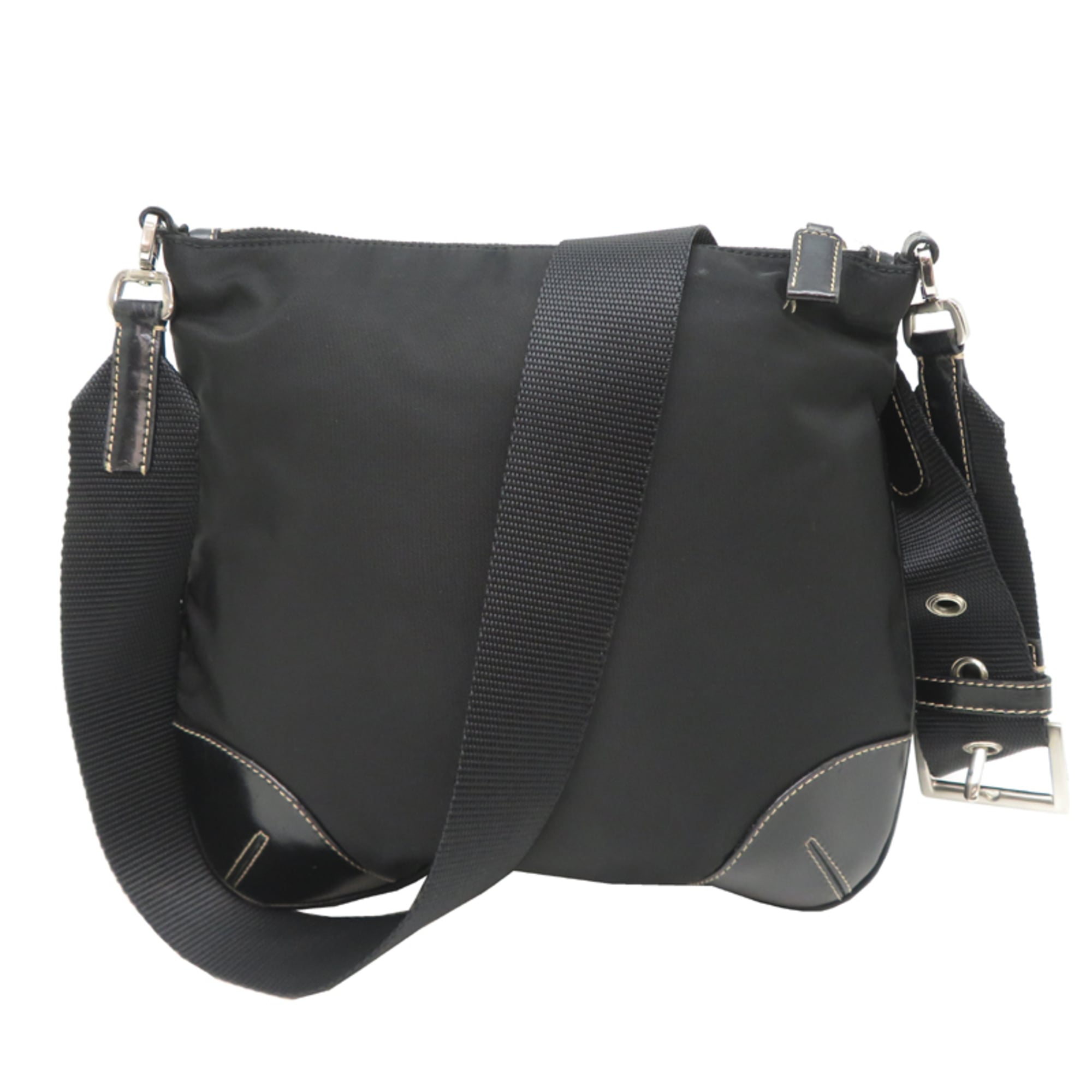 Prada Black Nylon Leather Shoulder Bag (Pre-Owned)