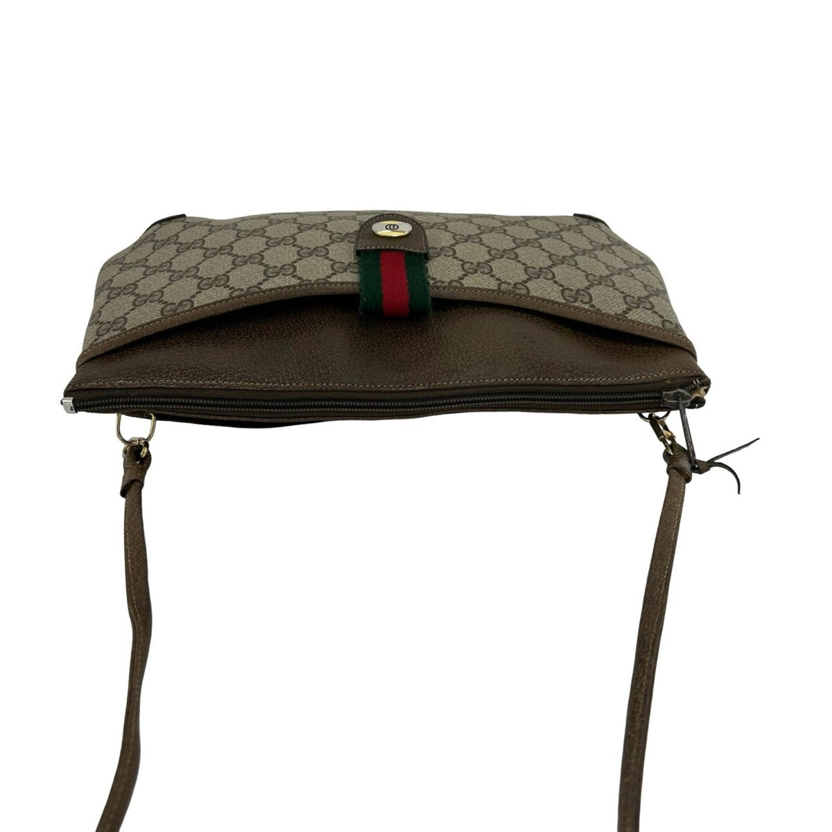 Gucci Brown Green Red Color Pvc Leather Shoulder Bag (Pre-Owned)