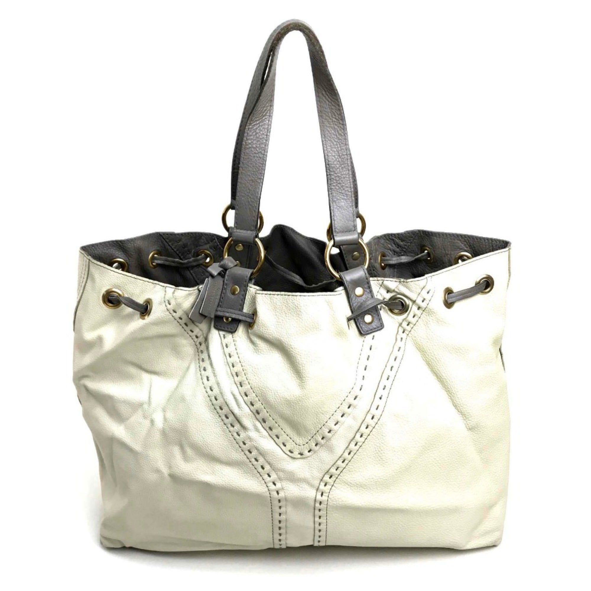Yves Saint Laurent Gray Leather Tote Bag (Pre-Owned)