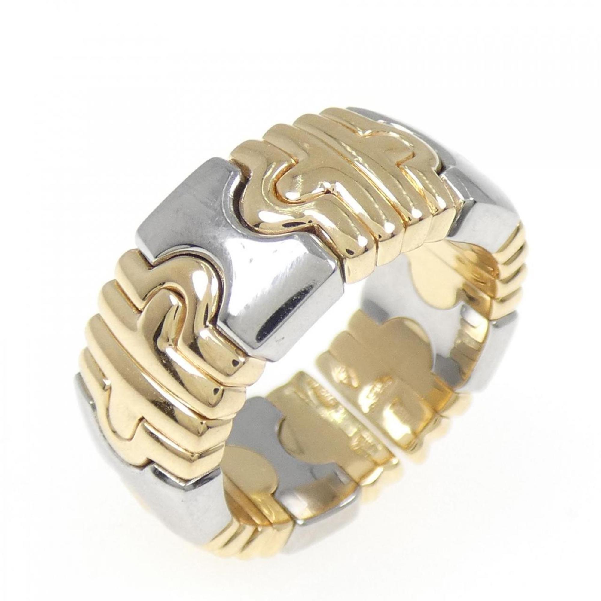 Bvlgari Silver Yellow Gold Stainless Steel Yellow Gold (18K) Band Ring (Pre-Owned)