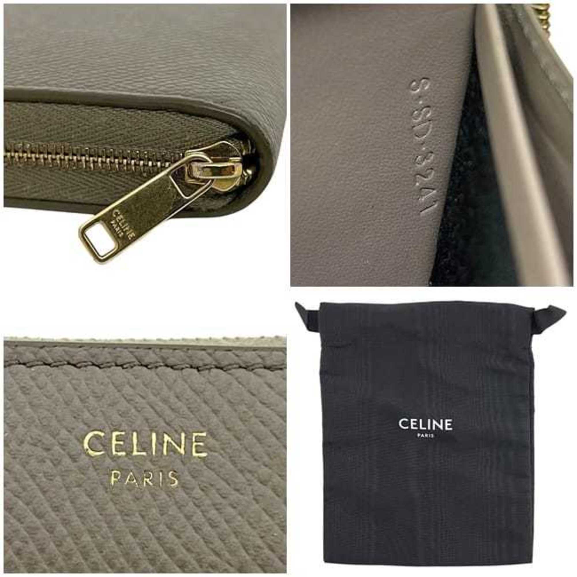 Celine Gray Leather Long Wallet (Bi-Fold) (Pre-Owned)