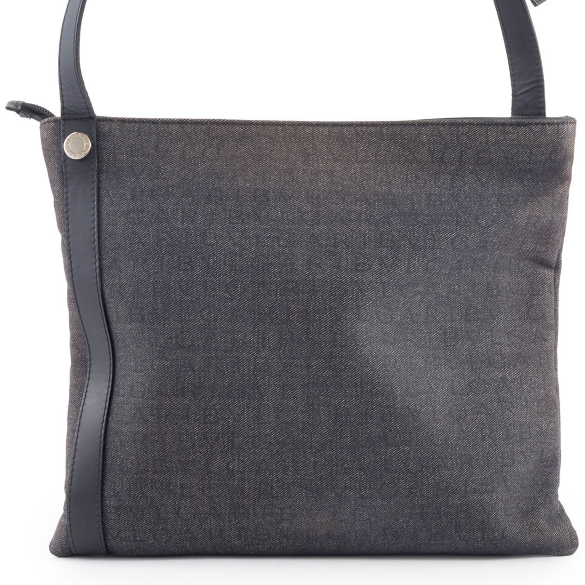 Bvlgari Logomania Black Canvas Leather Shoulder Bag (Pre-Owned)