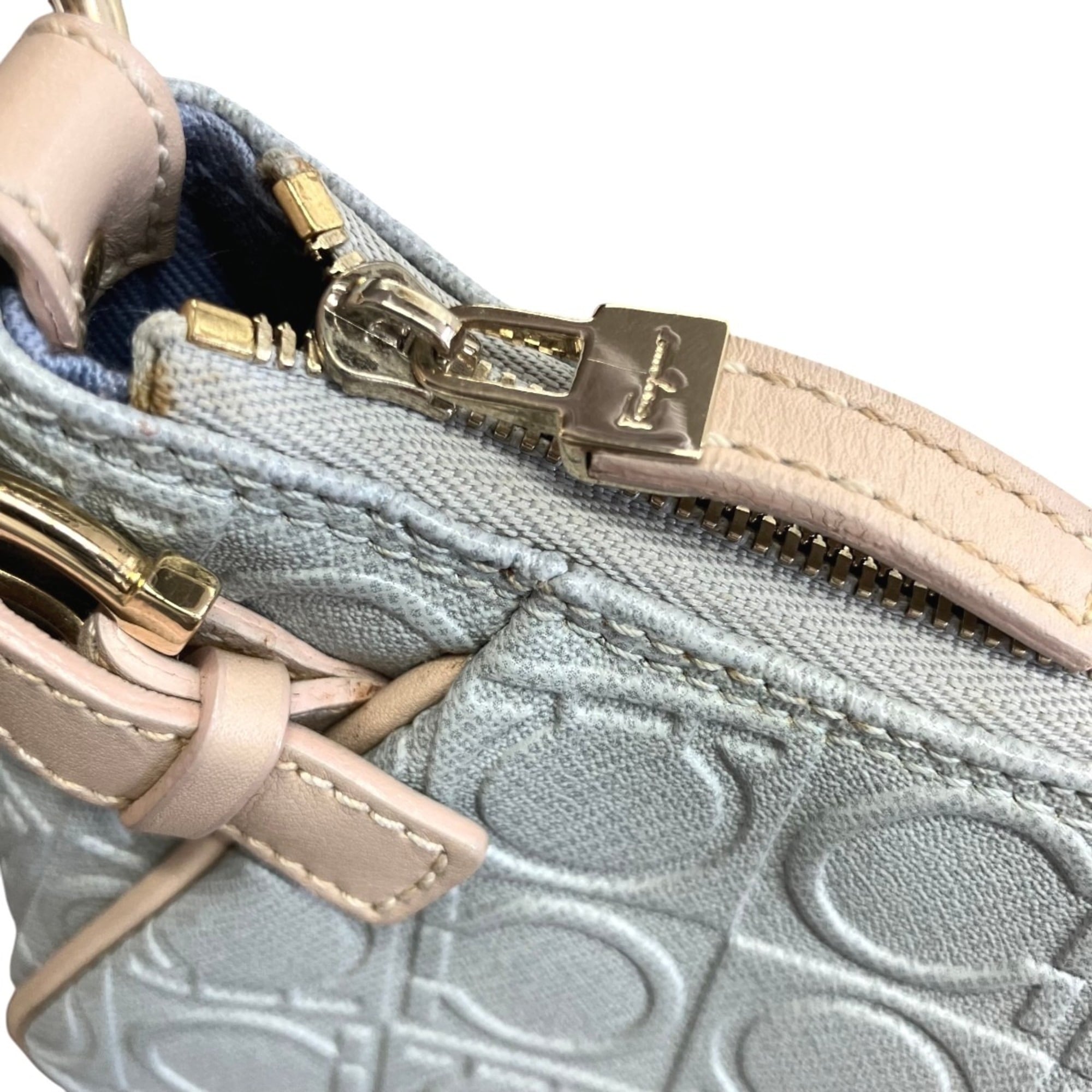 Salvatore Ferragamo Gray Leather Pvc Shoulder Bag (Pre-Owned)