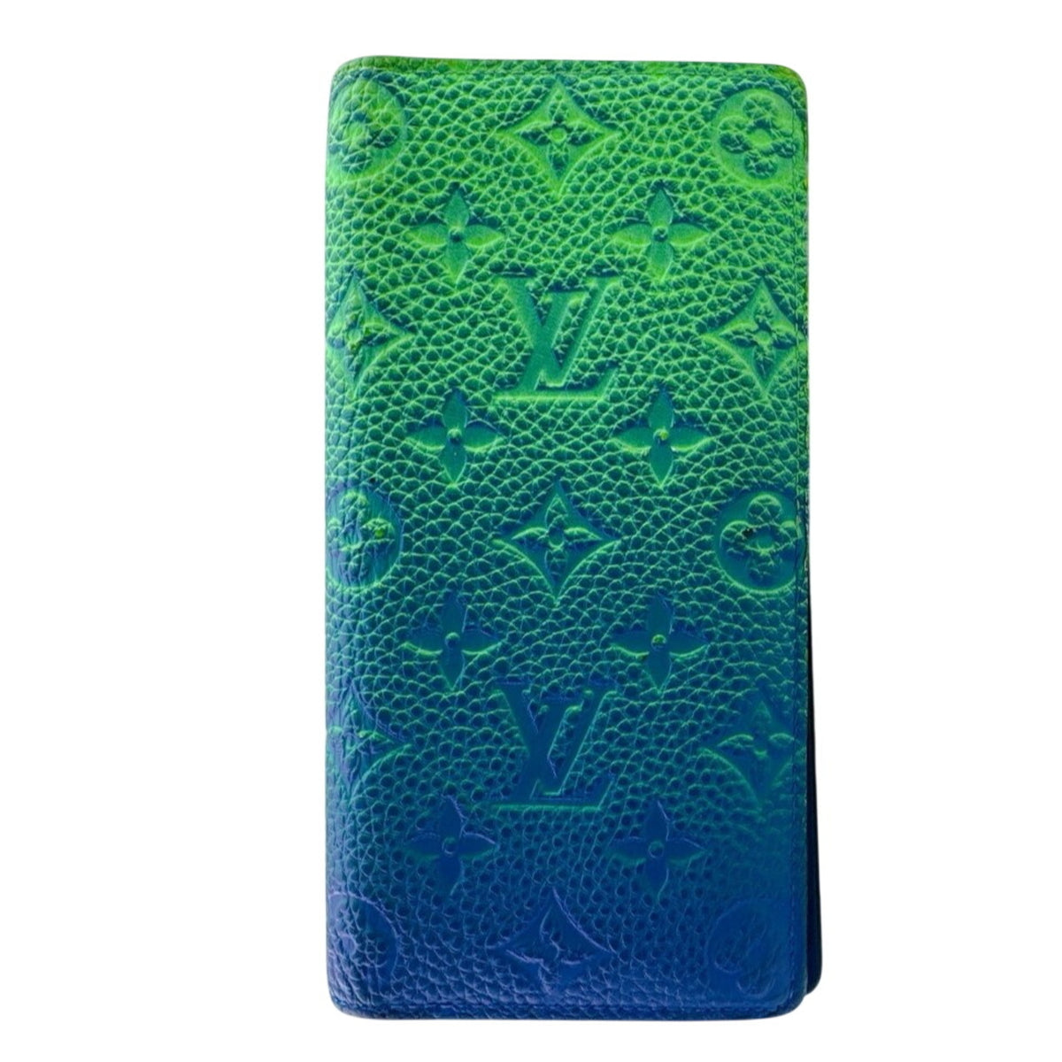 Louis Vuitton Blue Blue Green Leather Long Wallet (Bi-Fold) (Pre-Owned)