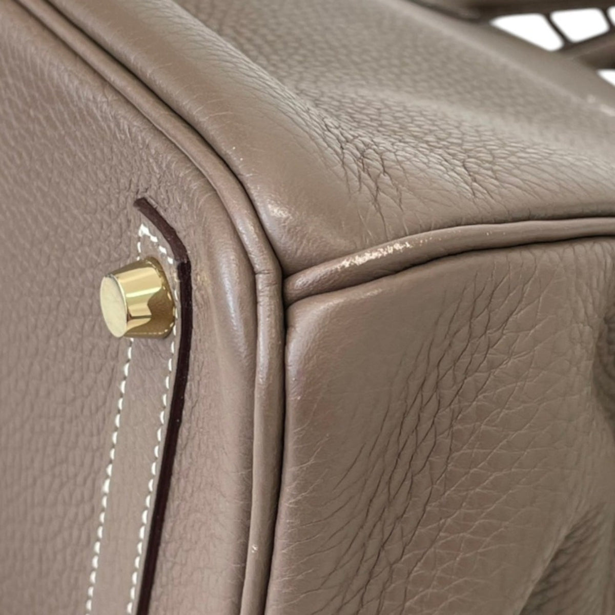 Hermes Birkin Etoupe Gray Grayish Taurillon Clemence Leather Handbag (Pre-Owned)