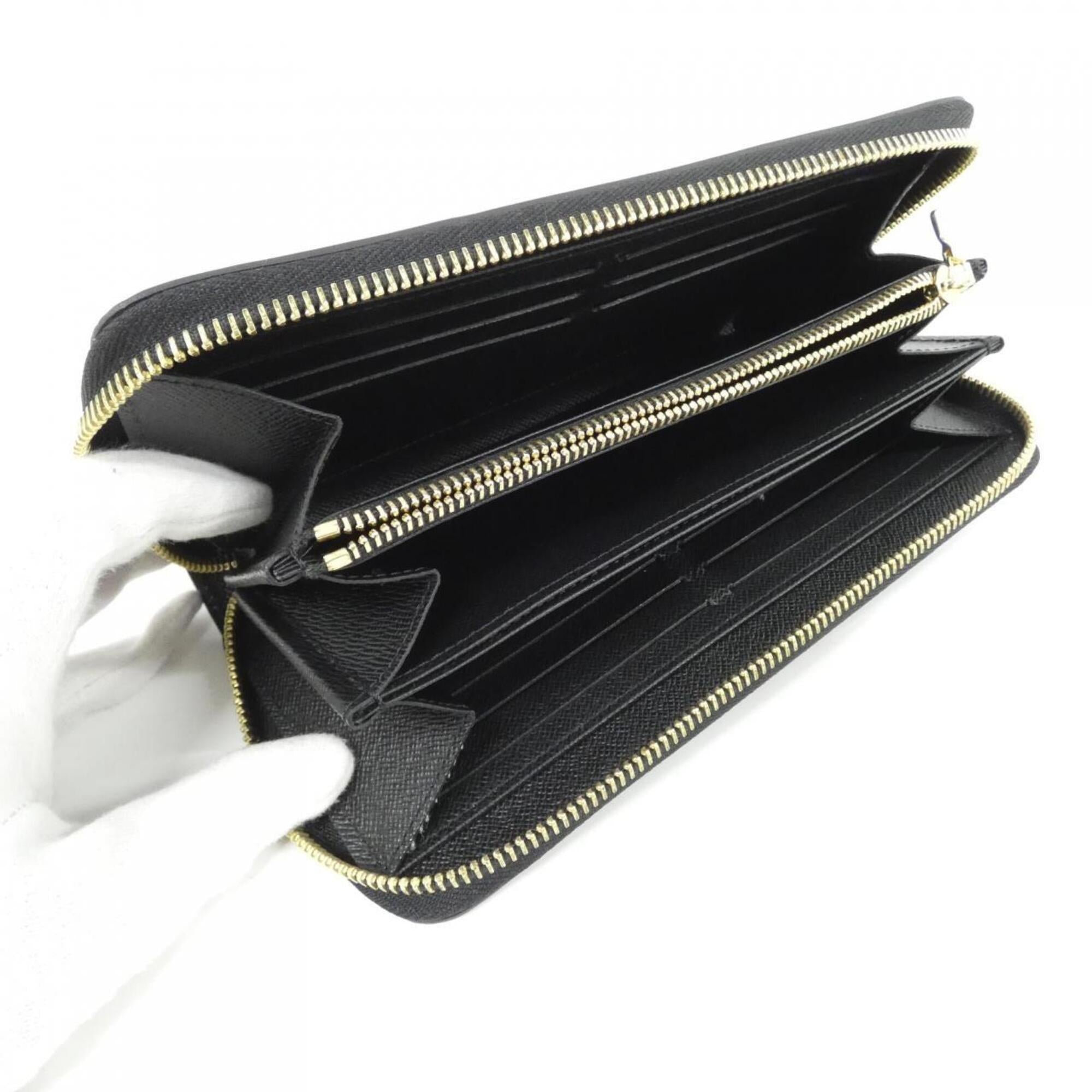 Louis Vuitton Black Leather Long Wallet (Bi-Fold) (Pre-Owned)