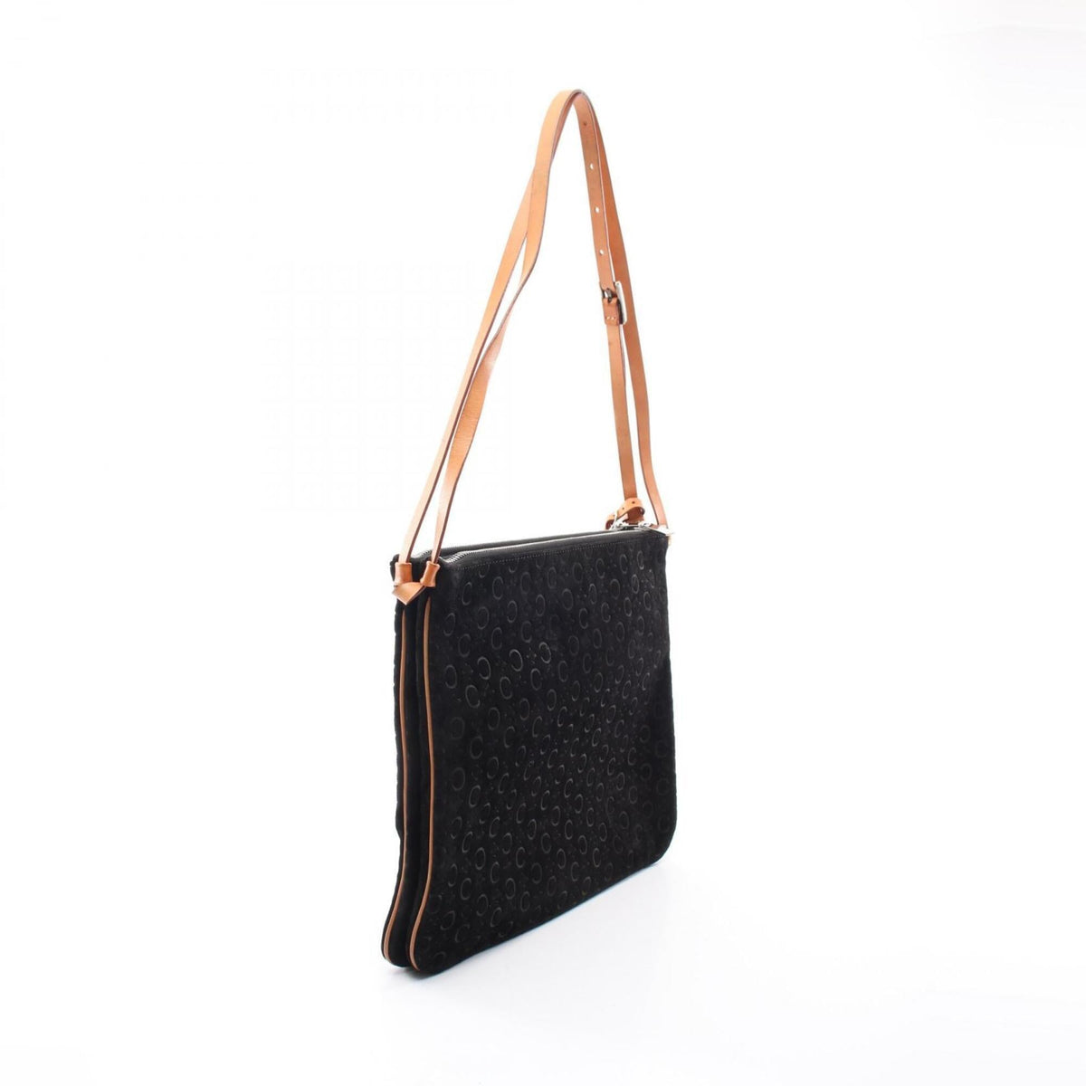 Celine Beige Black Suede Leather Handbag Shoulder Bag (Pre-Owned)