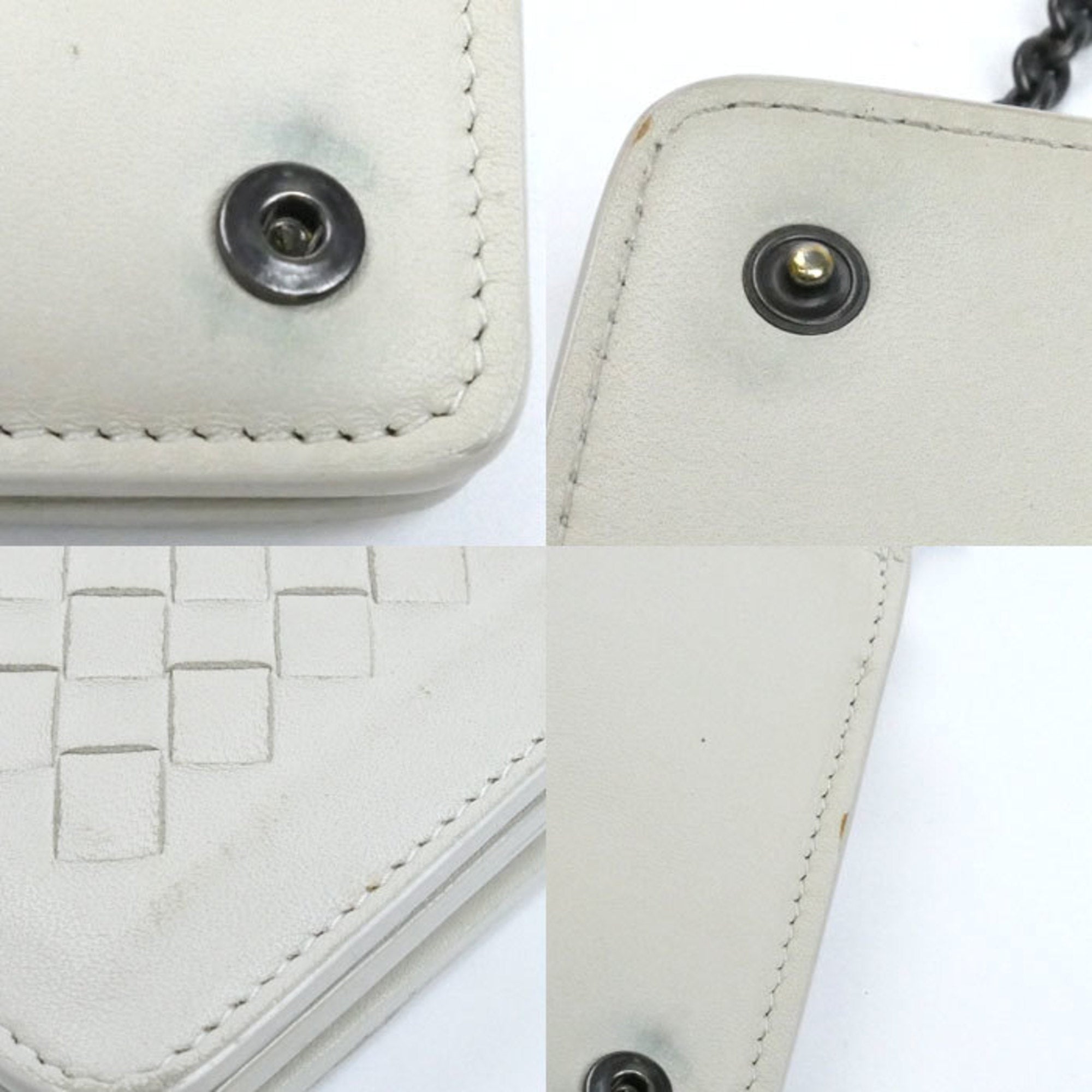 Bottega Veneta Ivory Leather Chain/Shoulder Wallet (Pre-Owned)