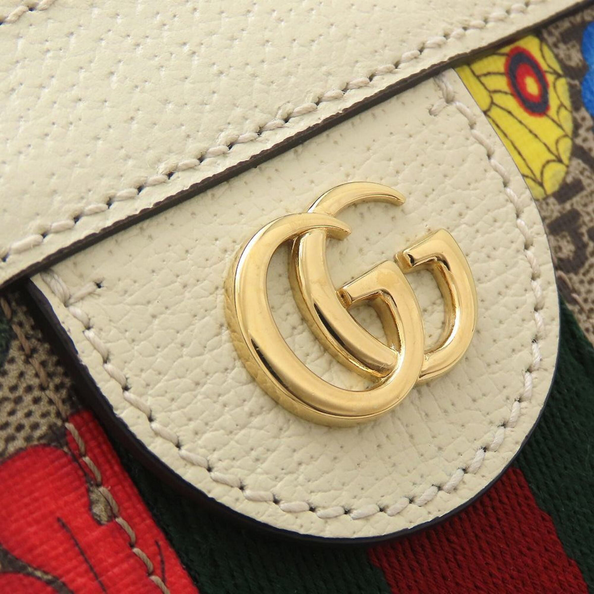 Gucci Flora Beige Multi-Color White Gg Supreme Canvas Leather Shoulder Bag (Pre-Owned)