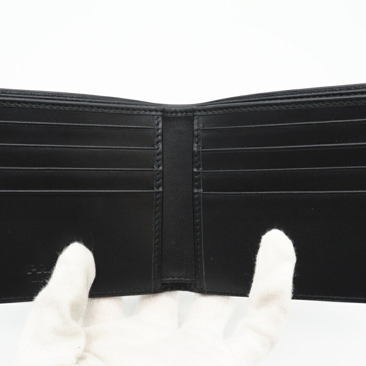 Prada Silver Black Patent Leather Wallet (Bi-Fold) (Pre-Owned)