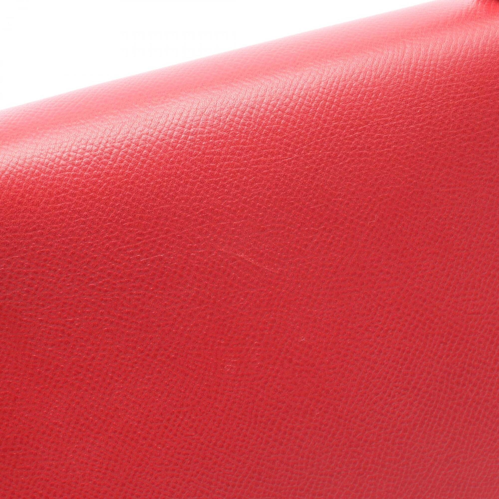 Hermes Red Color Rouge Vif Courchevel Leather Leather Handbag (Pre-Owned)