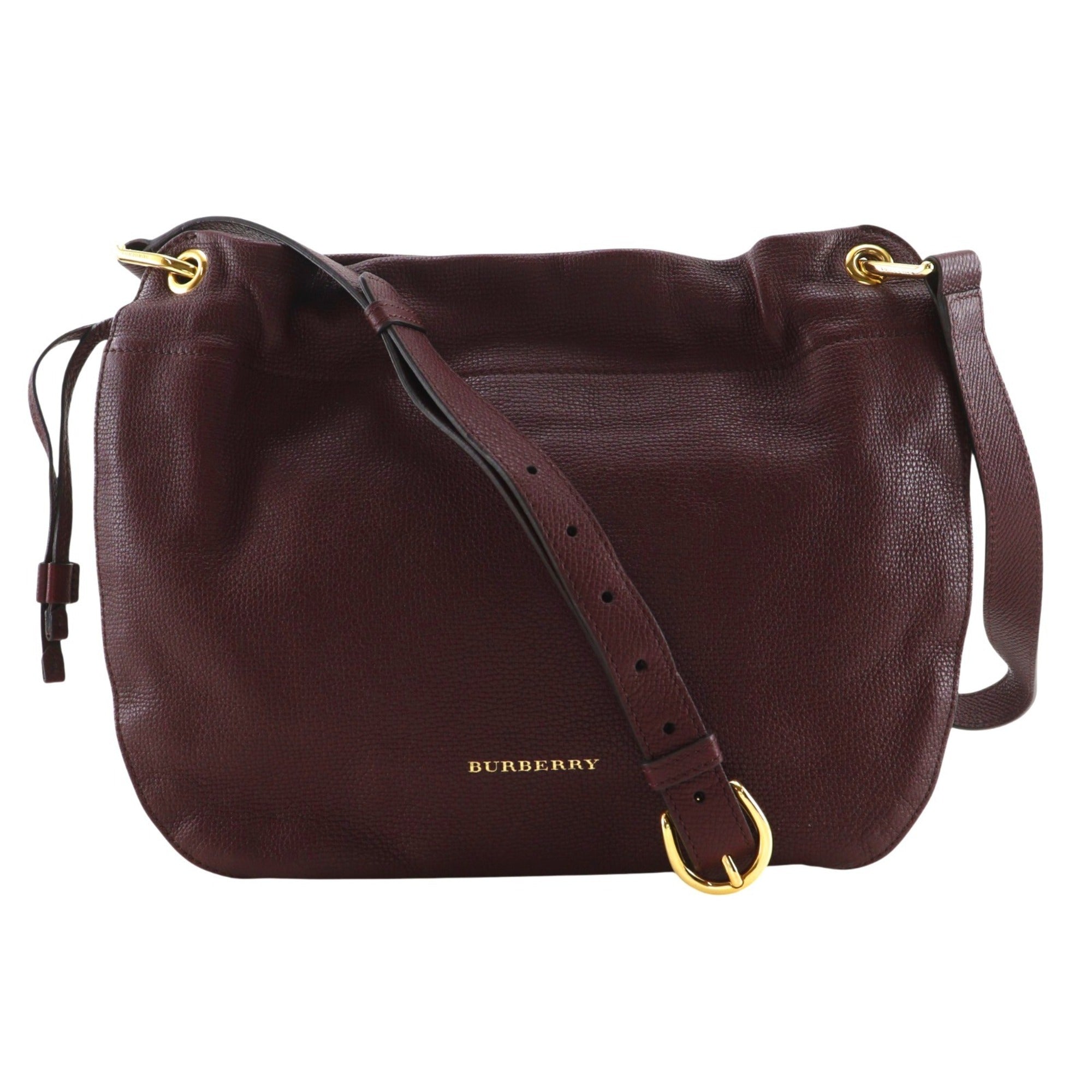 Burberry Bordeaux Red Color Leather Shoulder Bag (Pre-Owned)