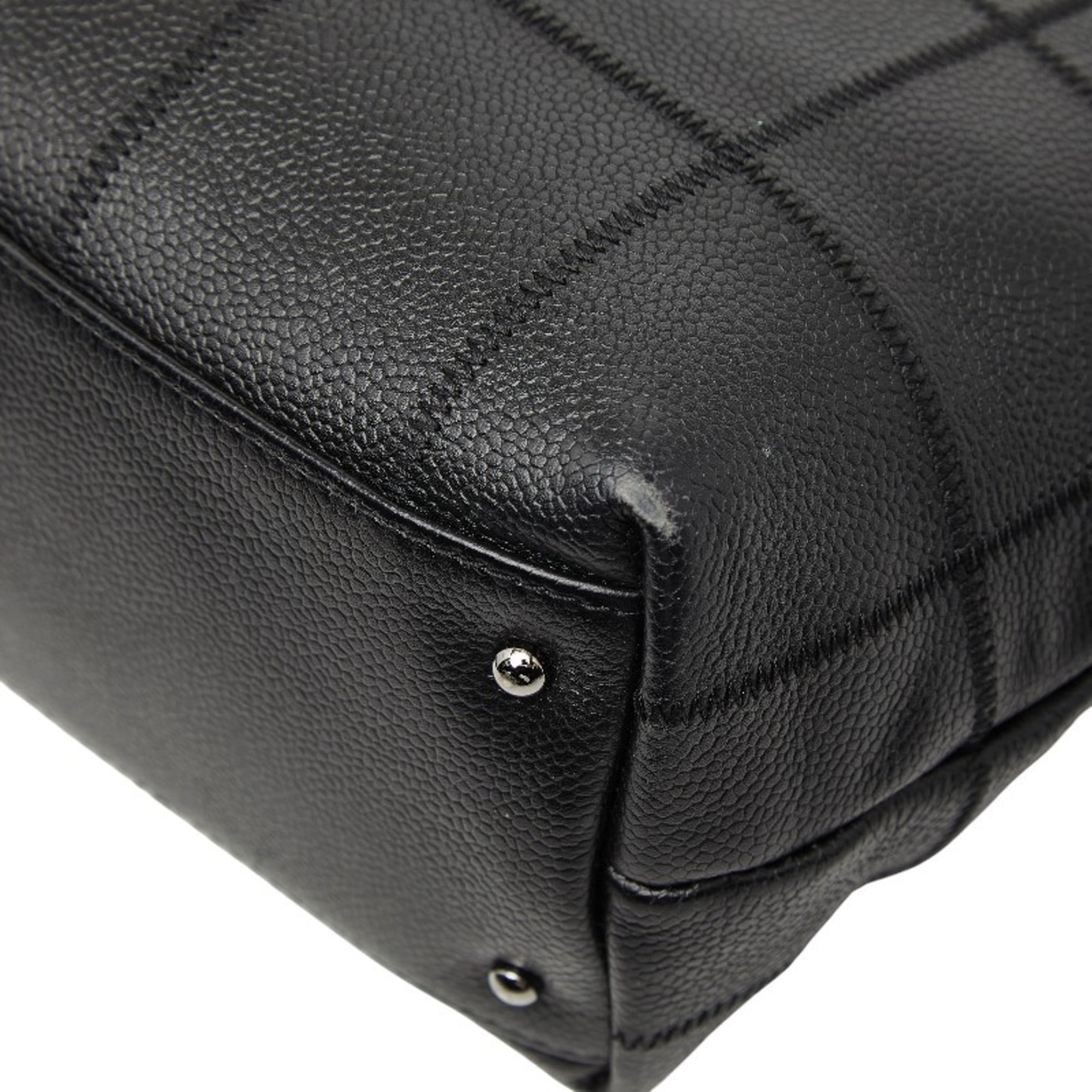 Chanel Black Grained Calfskin Handbag Tote Bag (Pre-Owned)