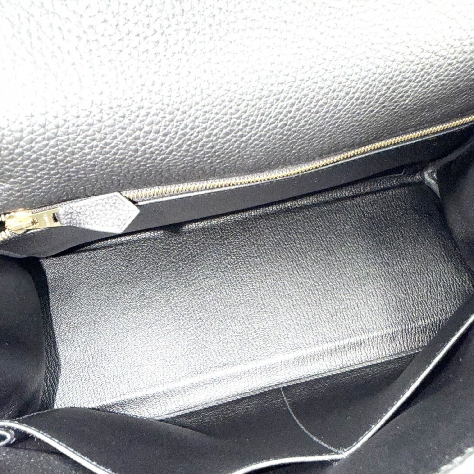 Hermes Black Leather Handbag Shoulder Bag (Pre-Owned)