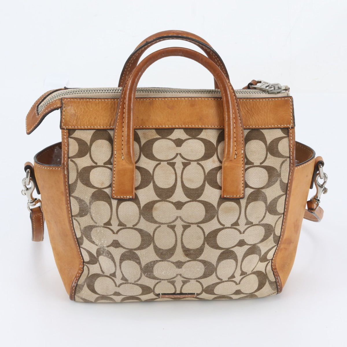 Coach Brown Leather Canvas Handbag Shoulder Bag (Pre-Owned)