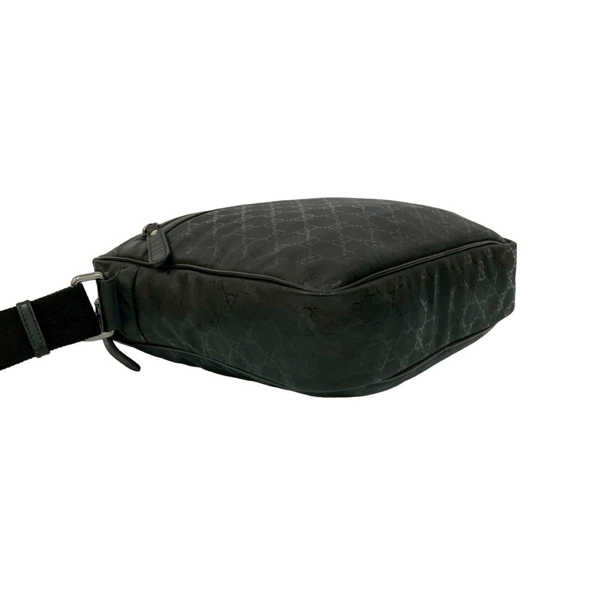 Gucci Black Leather Pvc Messenger Bag Pochette Shoulder Bag (Pre-Owned)