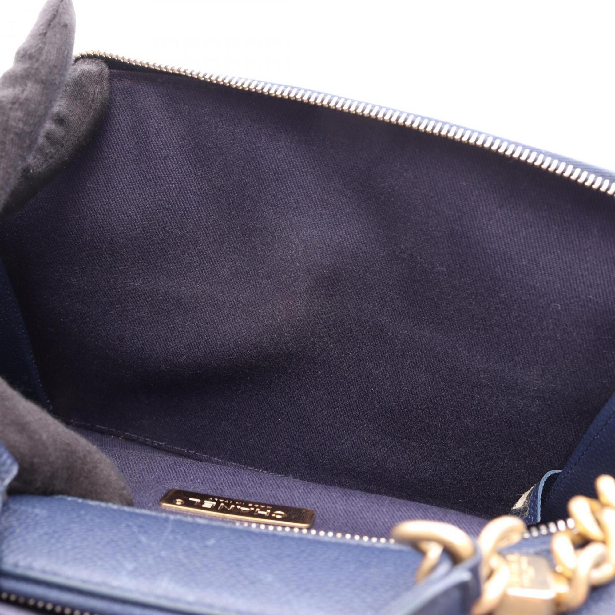 Chanel Blue Grained Calfskin Handbag Shoulder Bag (Pre-Owned)