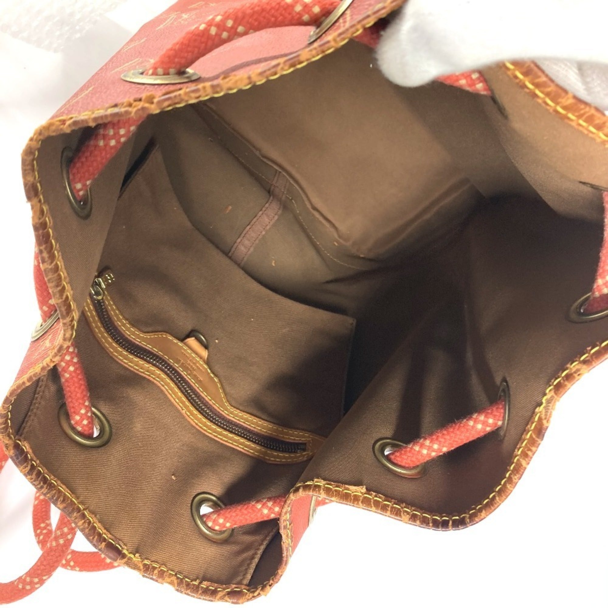Louis Vuitton Orange Leather Canvas Shoulder Bag (Pre-Owned)
