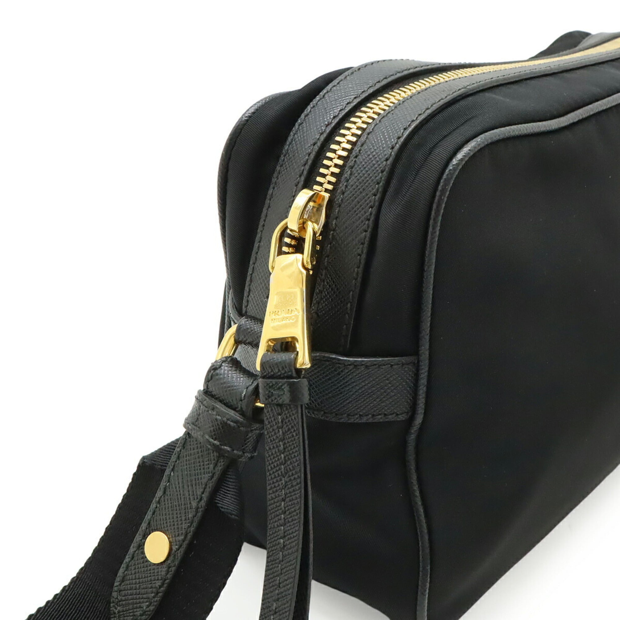 Prada Black Nero Nylon Clutch Bag Handbag Pochette Pouch Shoulder Bag (Pre-Owned)