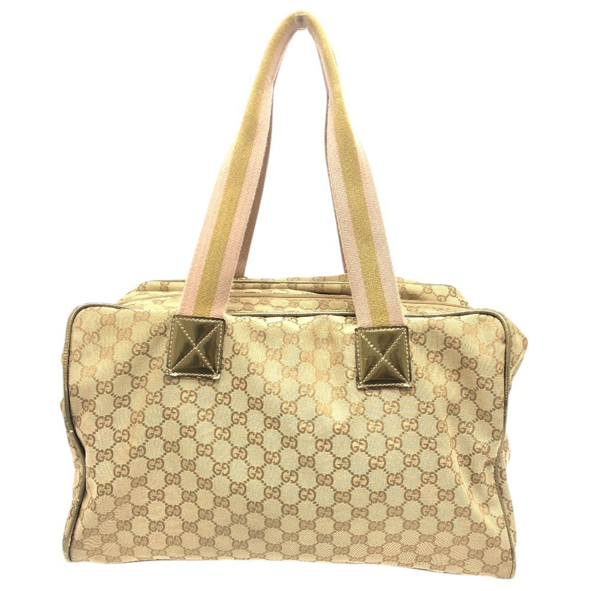 Gucci Beige Gg Canvas Boston Bag Tote Bag (Pre-Owned)