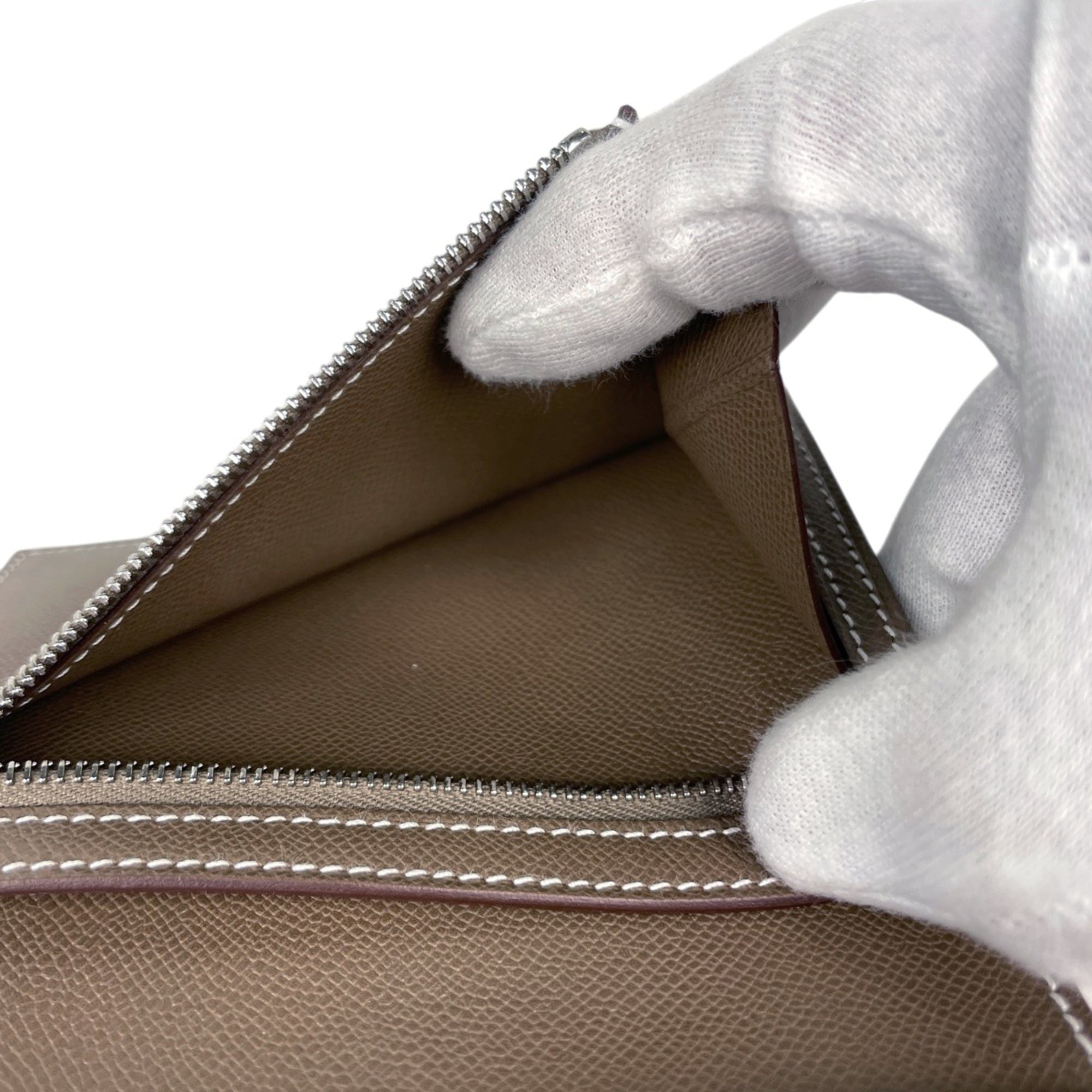 Hermes Bearn Etoupe Gray Leather Wallet (Bi-Fold) (Pre-Owned)