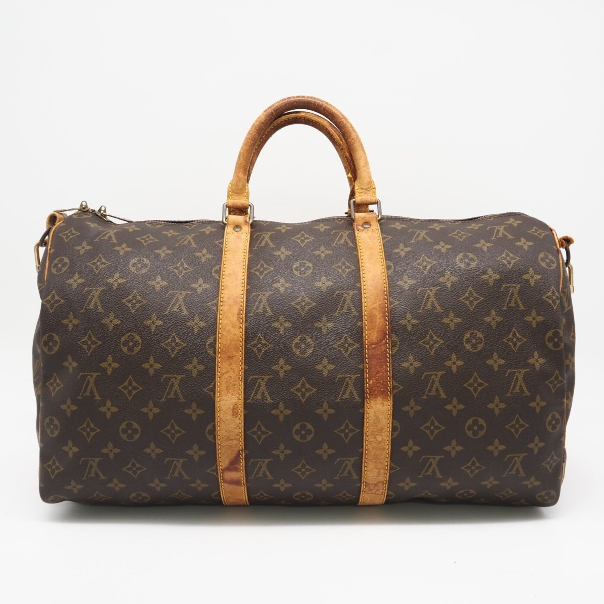Louis Vuitton Brown Coated Canvas Leather Boston Bag (Pre-Owned)