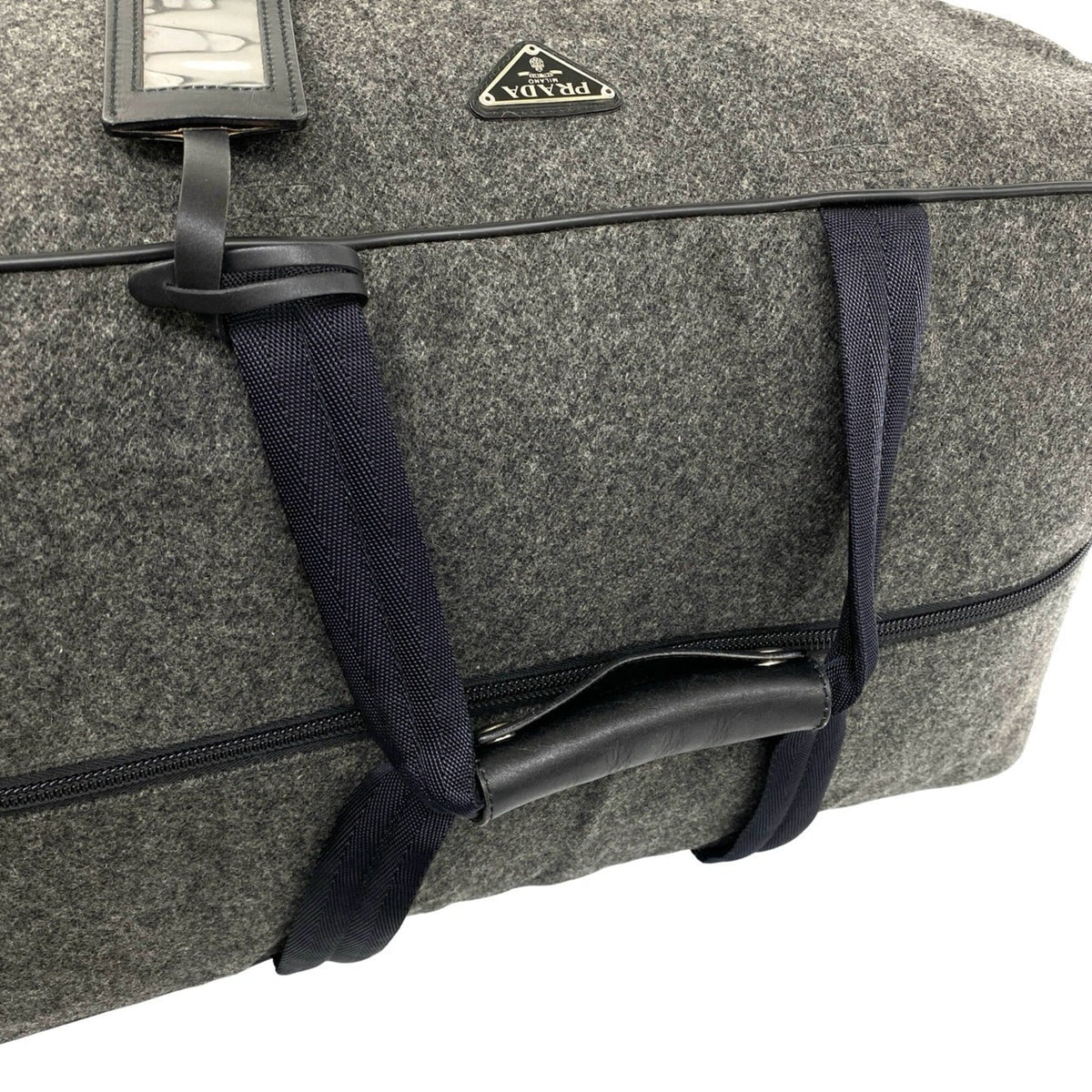 Prada Gray Wool Nylon Boston Bag Shoulder Bag (Pre-Owned)
