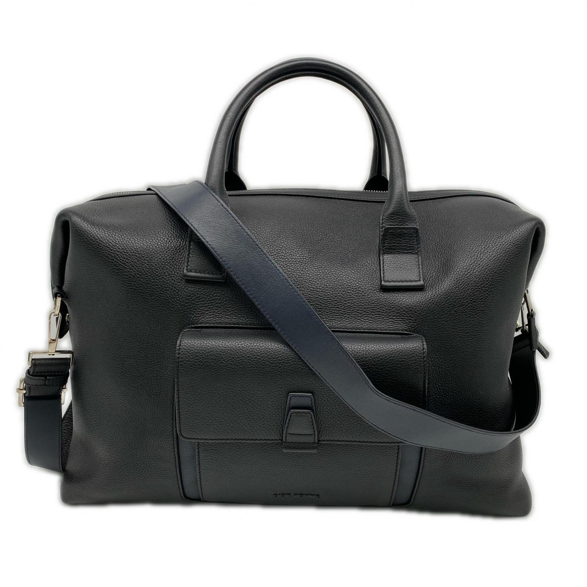 Dior Homme Black Navy Leather Boston Bag (Pre-Owned)