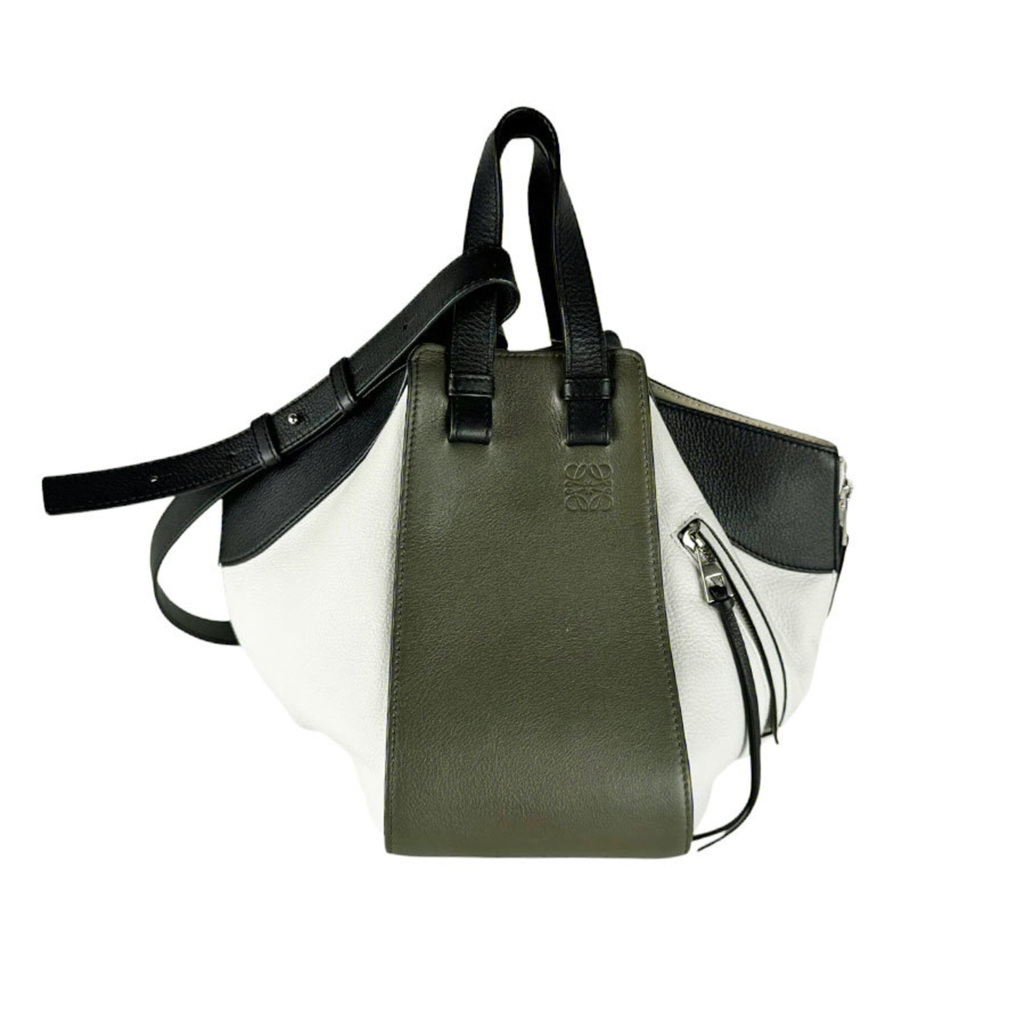 Loewe Black Khaki White Leather Handbag Shoulder Bag (Pre-Owned)
