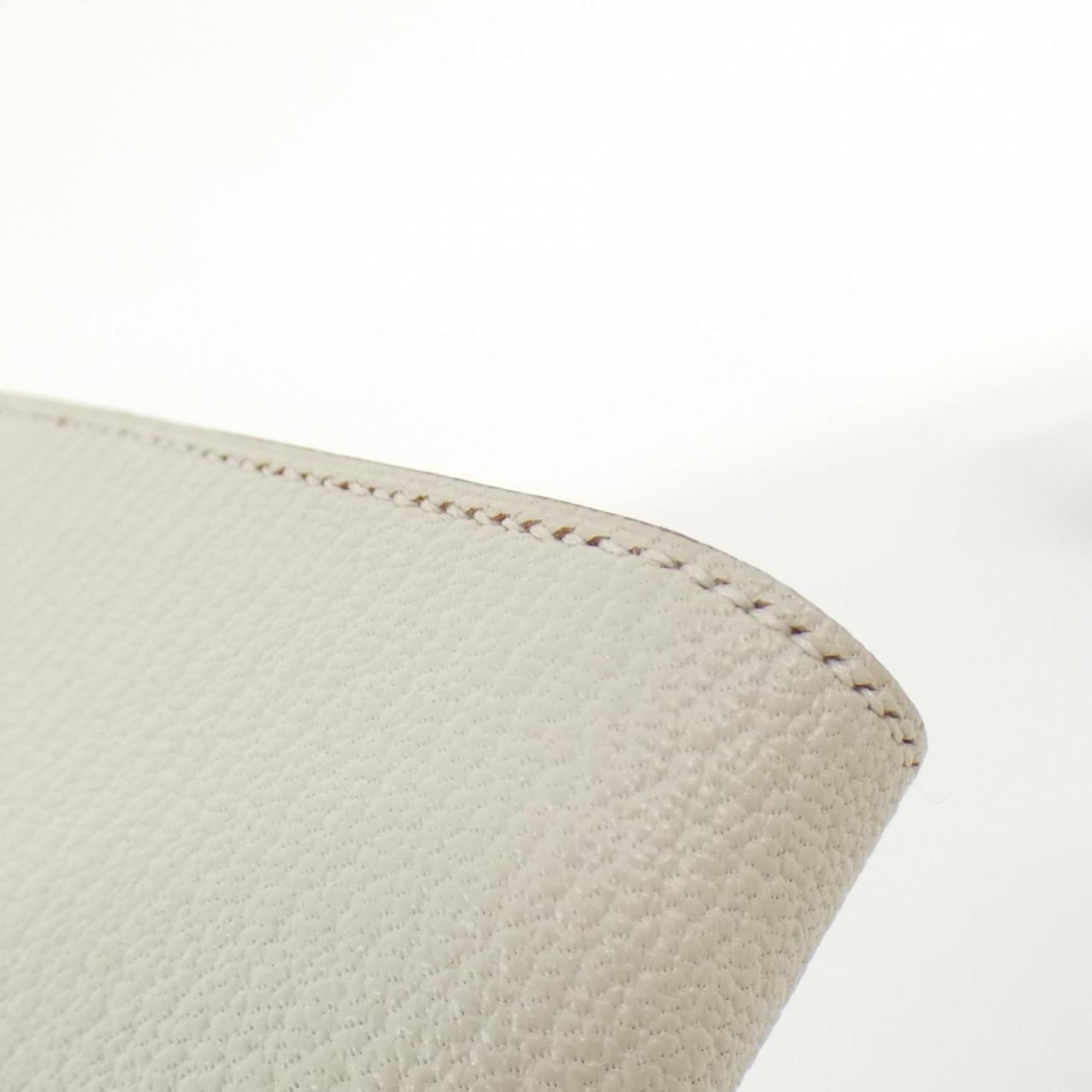 Hermes White Chevre Leather Long Wallet (Bi-Fold) (Pre-Owned)