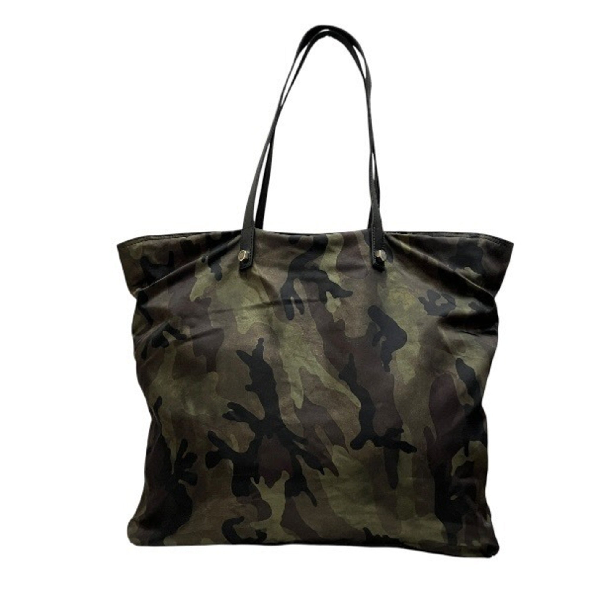 Prada Black Khaki Nylon Leather Handbag Shoulder Bag Tote Bag (Pre-Owned)