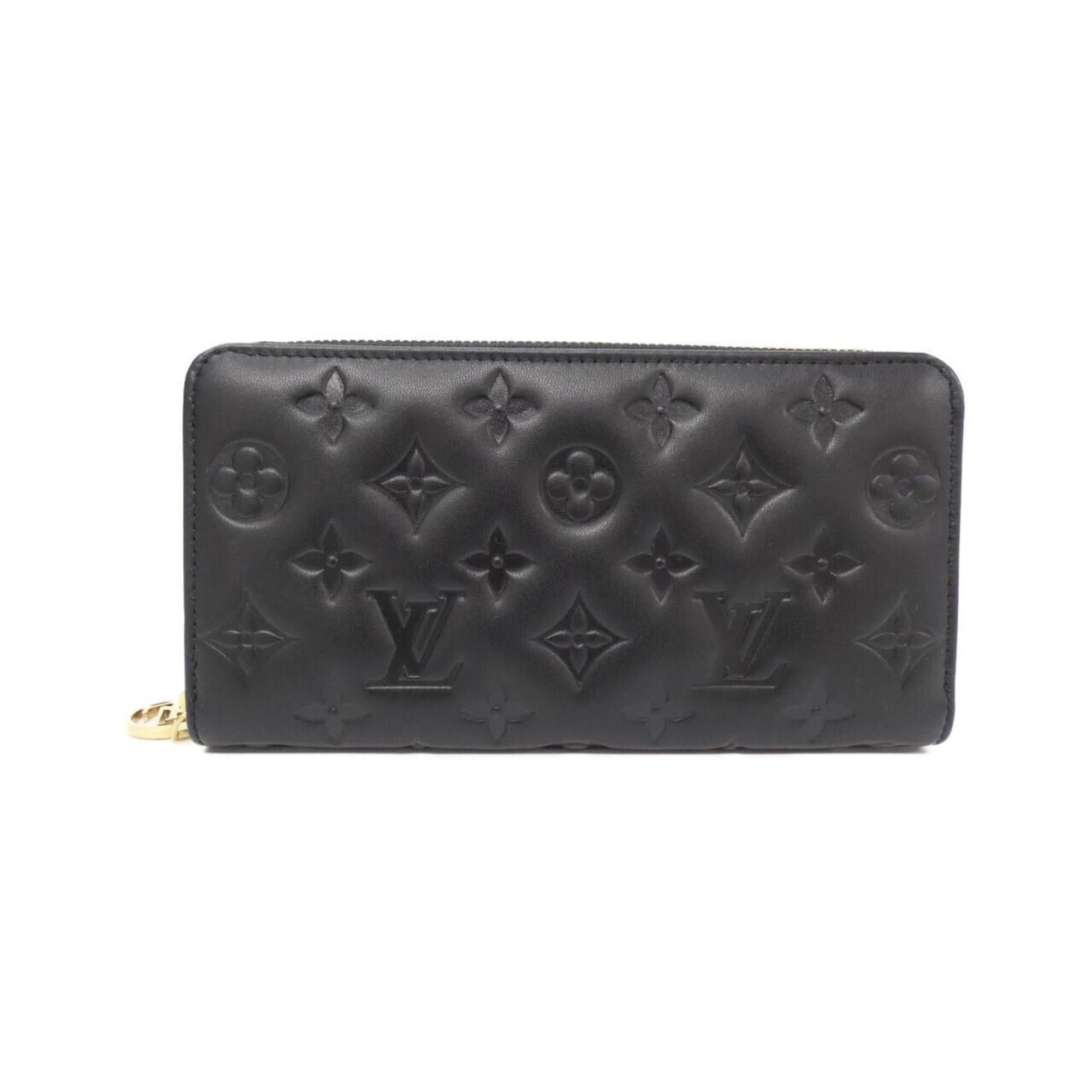 Louis Vuitton Black Leather Long Wallet (Bi-Fold) (Pre-Owned)