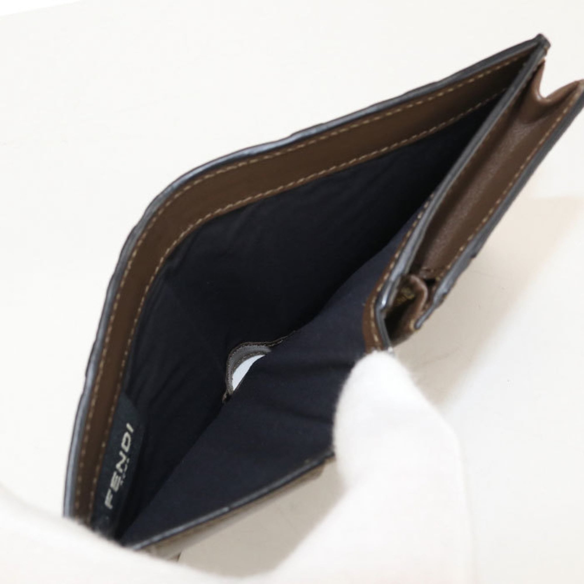Fendi Zucca Brown Leather Wallet (Bi-Fold) (Pre-Owned)