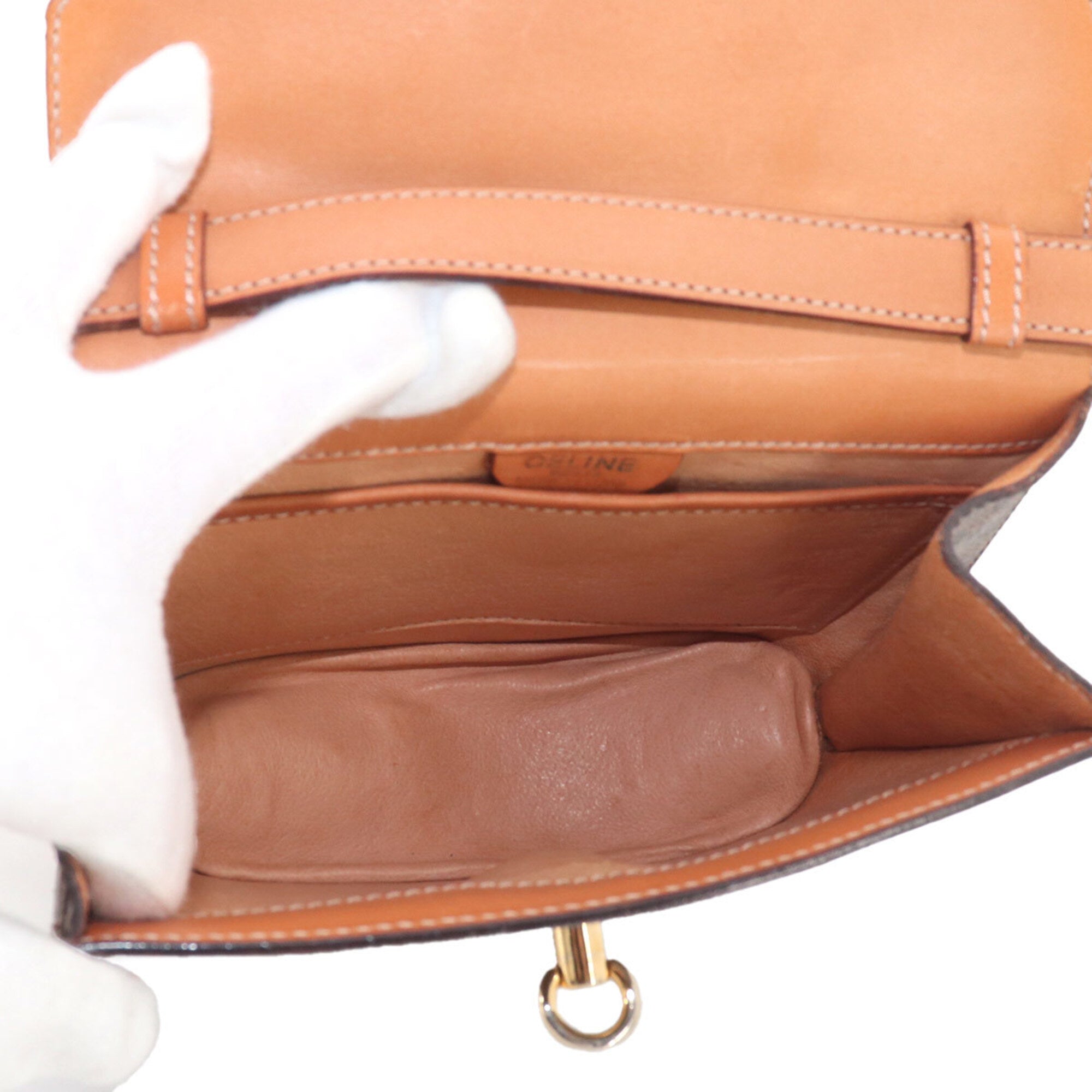 Celine Brown Leather Pvc Handbag Shoulder Bag (Pre-Owned)