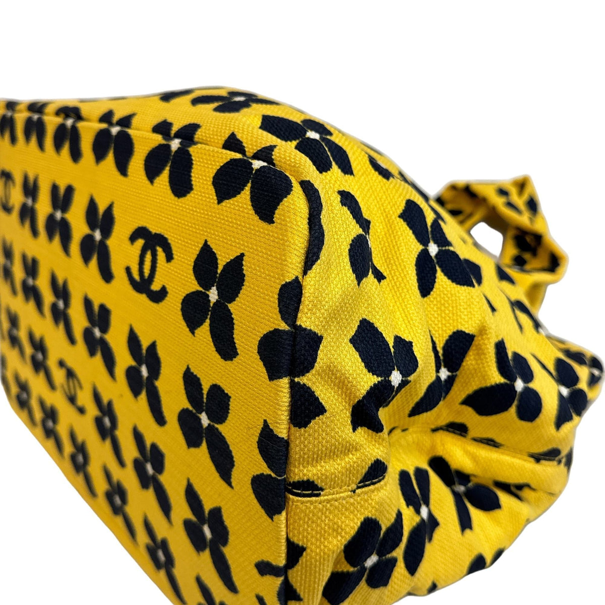 Chanel Navy Yellow Canvas Handbag (Pre-Owned)