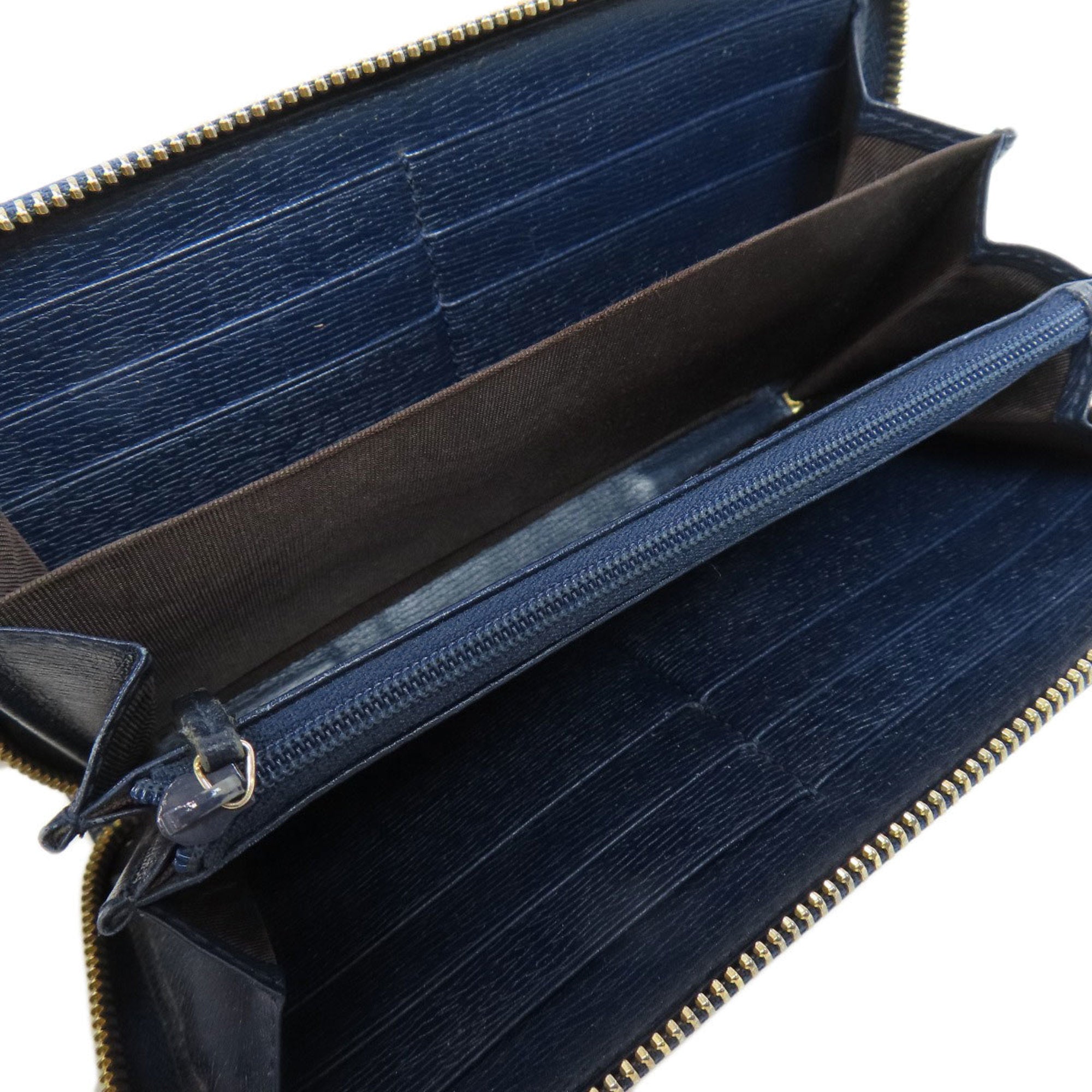 Gucci Navy Leather Long Wallet (Bi-Fold) (Pre-Owned)