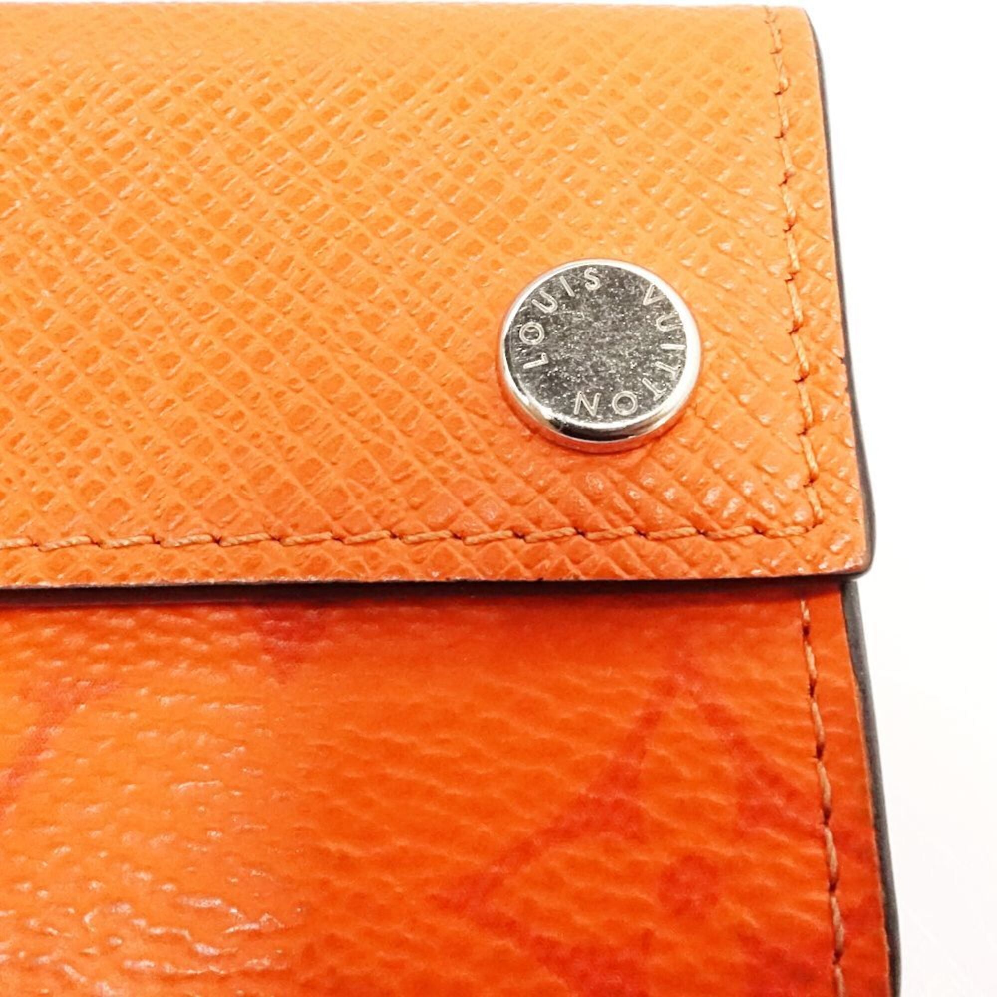 Louis Vuitton Taigarama Orange Leather Wallet (Tri-Fold) (Pre-Owned)
