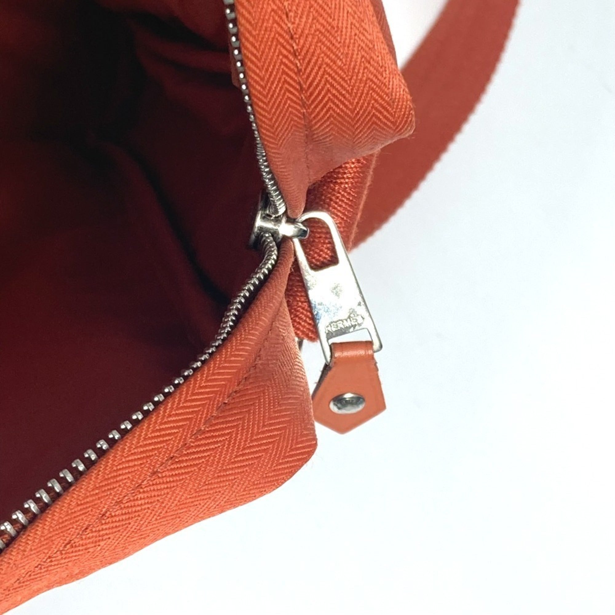 Hermes Acapulco Orange Nylon Canvas Pochette Shoulder Bag (Pre-Owned)