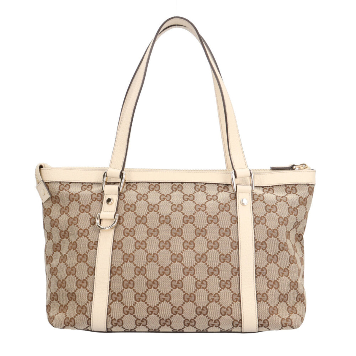 Gucci Abbey Beige Gg Canvas Handbag Tote Bag (Pre-Owned)