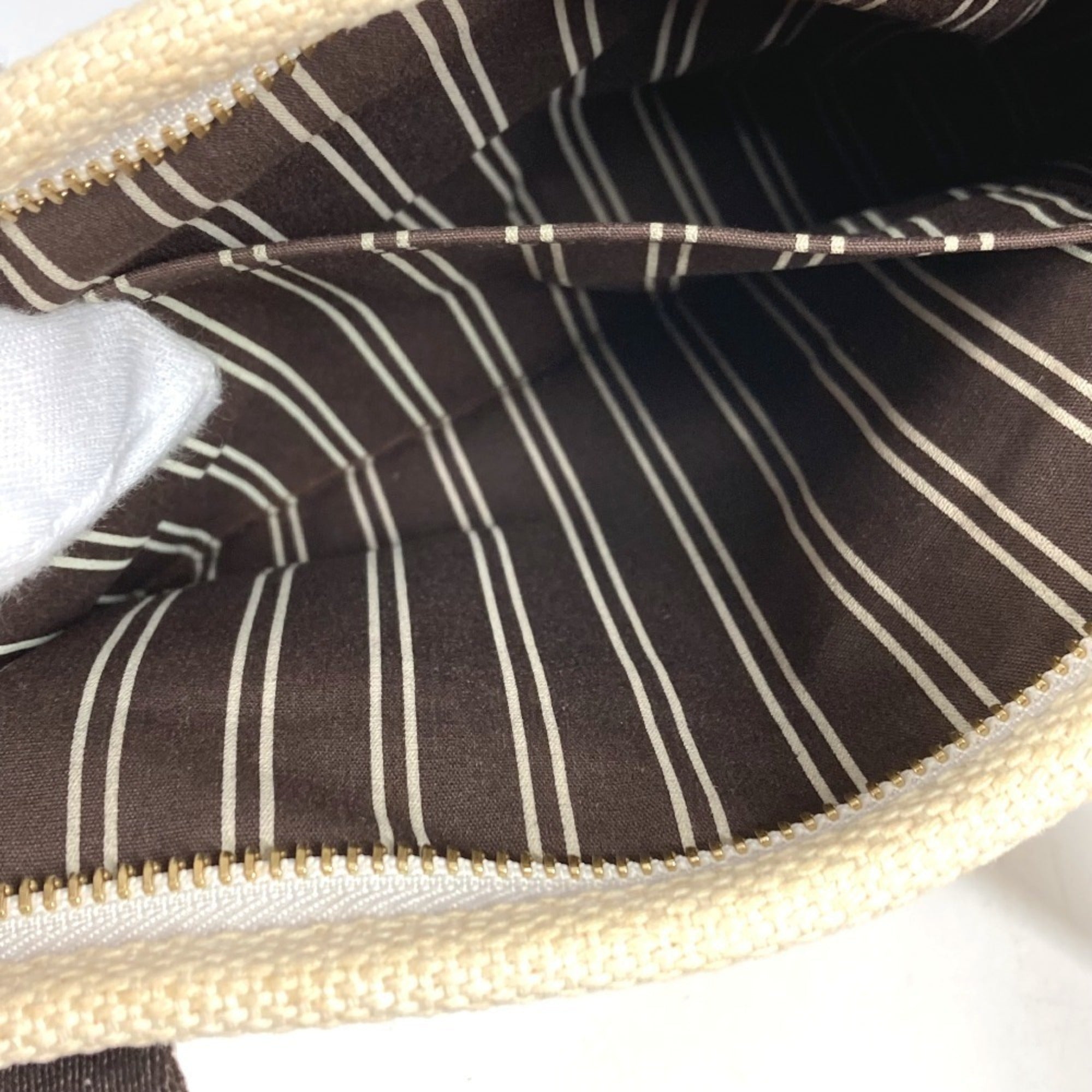Louis Vuitton Brown White Canvas Handbag Tote Bag (Pre-Owned)