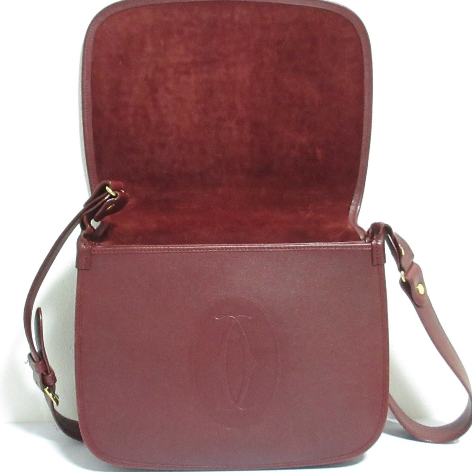 Cartier Bordeaux Leather Shoulder Bag (Pre-Owned)