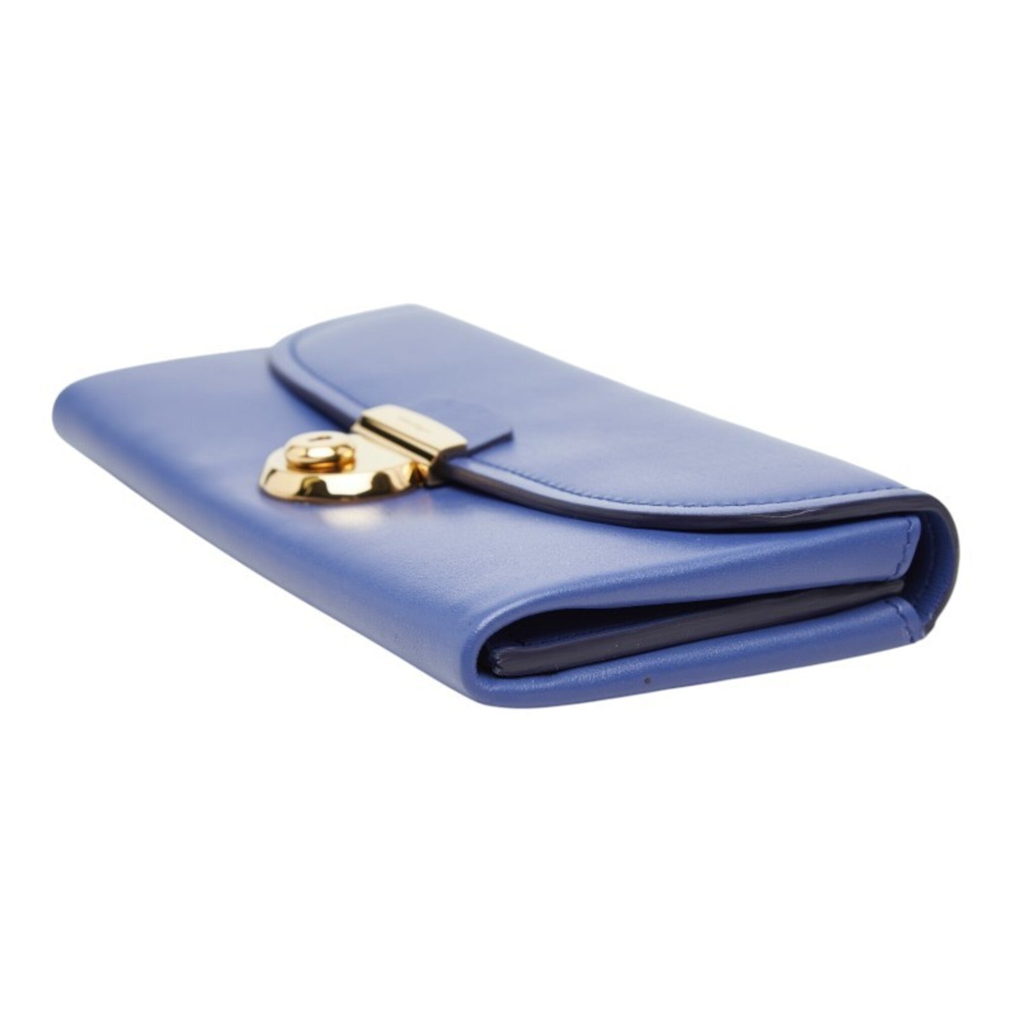 Salvatore Ferragamo Light Blue Leather Long Wallet (Bi-Fold) (Pre-Owned)