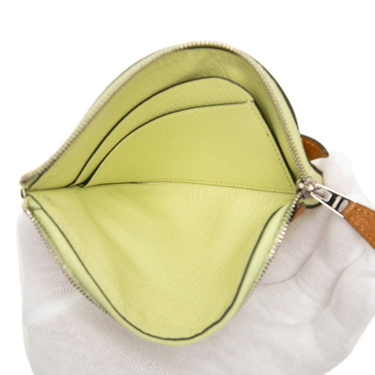 Hermes Brown Yellow Chevre Leather Coin Purse/Coin Case (Pre-Owned)
