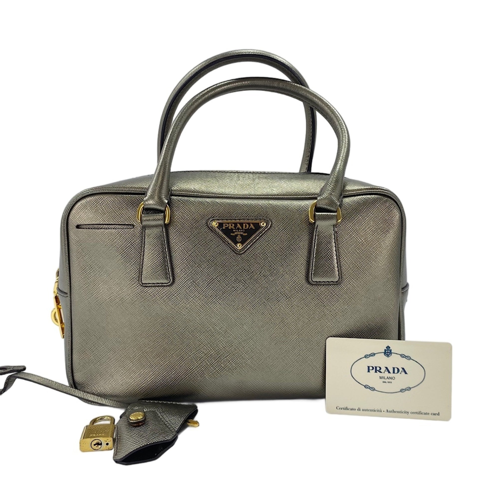 Prada Saffiano Gold Saffiano Handbag (Pre-Owned)