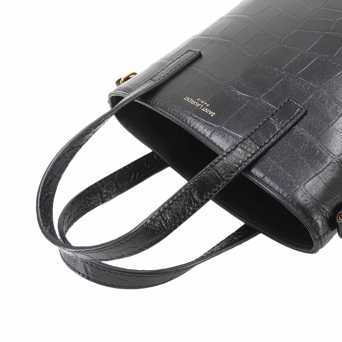 Saint Laurent Black Leather Handbag Tote Bag (Pre-Owned)