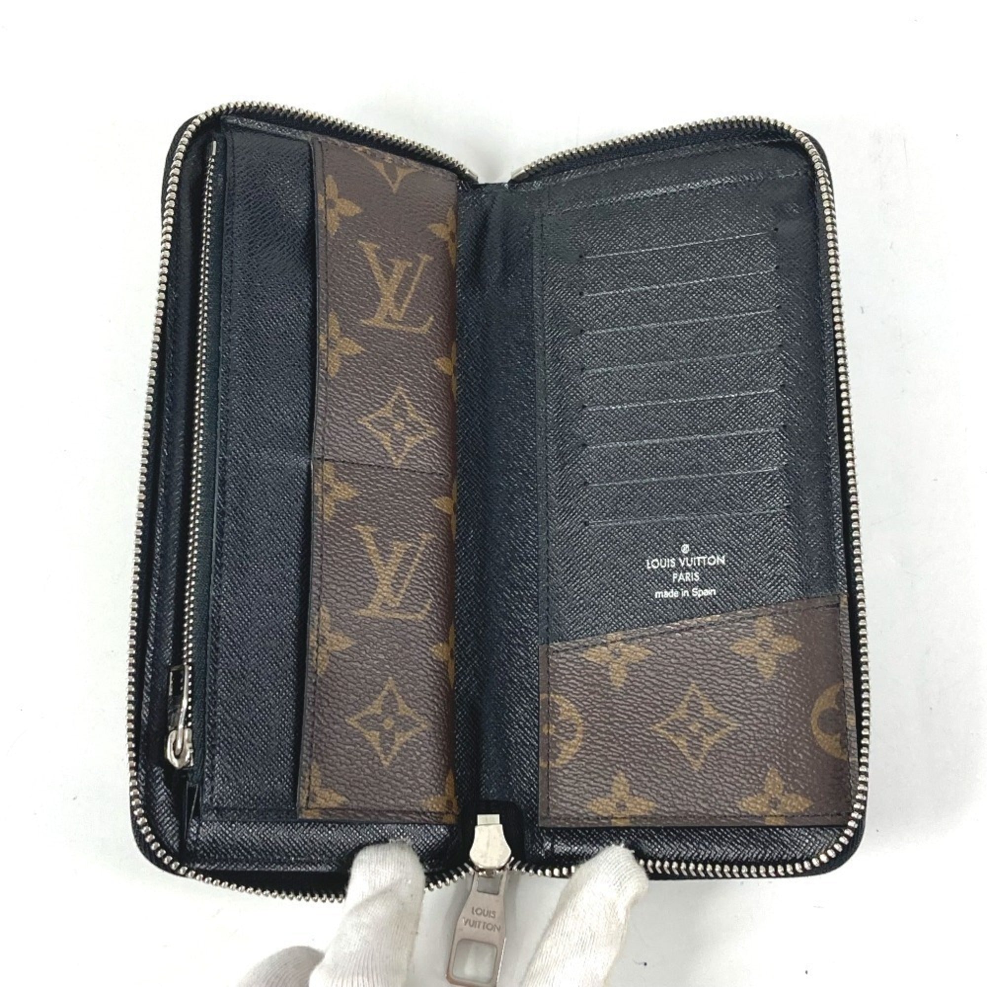 Louis Vuitton Monogram Macassar Black Brown Long Wallet (Bi-Fold) (Pre-Owned)