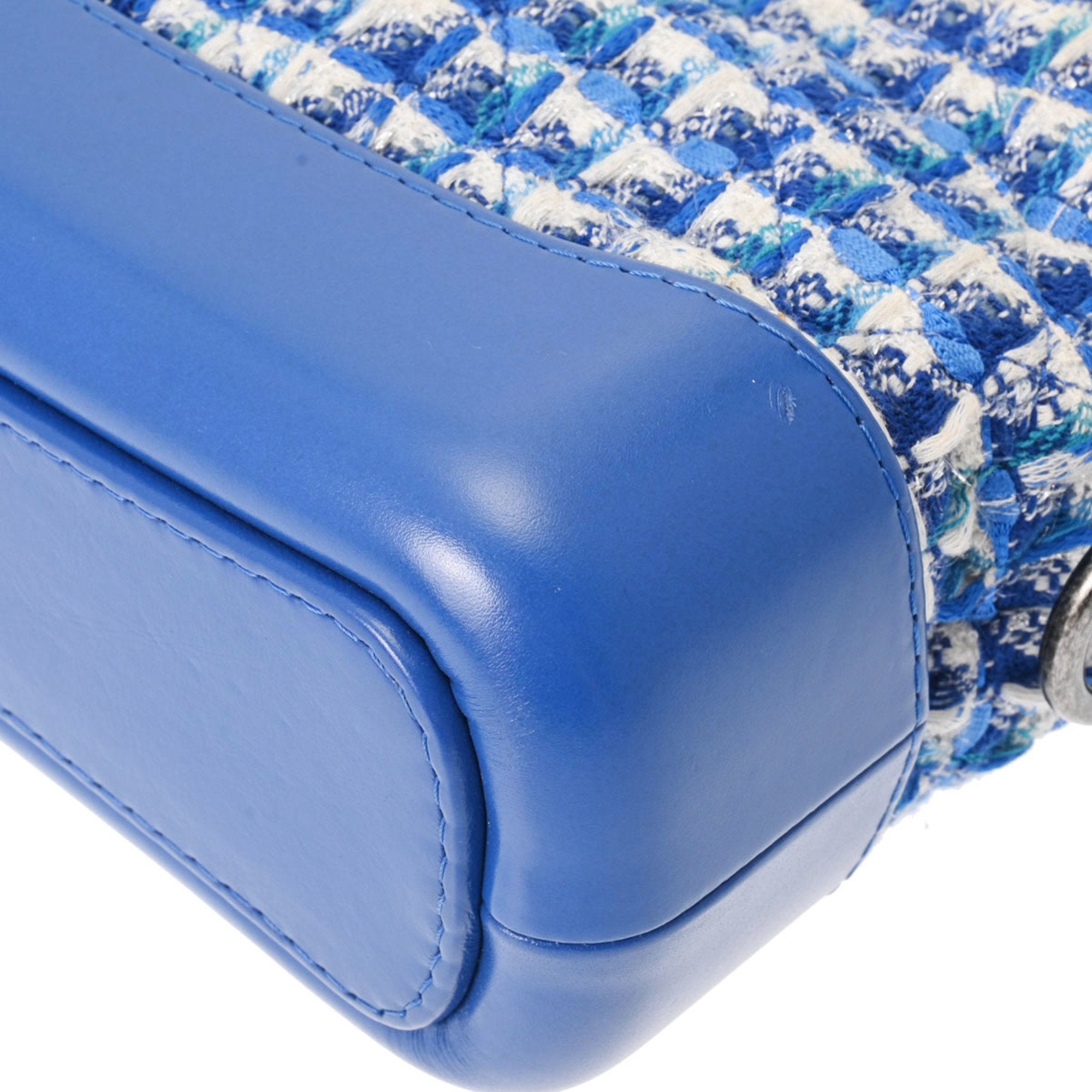 Chanel Blue Gold Tweed Leather Shoulder Bag (Pre-Owned)